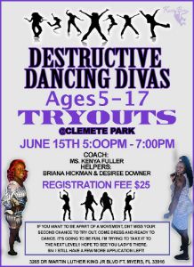 Destructive Dancing Divas tryout flyer
